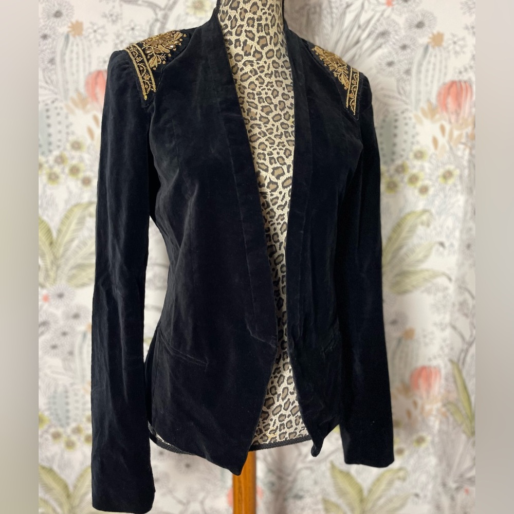 Maison Scotch Velvet Blazer with Baroque Inspired Shoulders